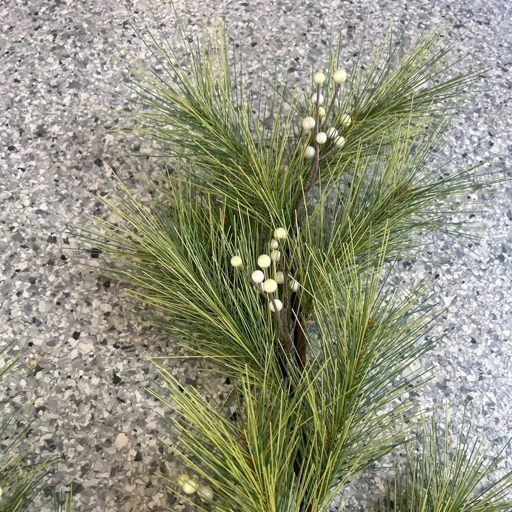 NWT 25” Hearth&Hand Faux Long Pine Needle and Snowberry stems